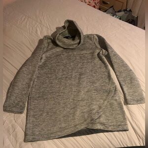 Lands End Small grey funnel neck warm sweater made with OEKO-TEX faux wrap